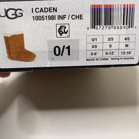 —-SOLD—— Ugg Infant Girl Chestnut Tan Caden Fur Lined Booties 0/1 XS 0-6 Months - Picture 6 of 6